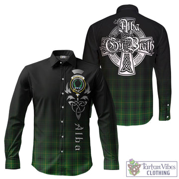 MacArthur (McArthur) Tartan Long Sleeve Button Up Featuring Alba Gu Brath Family Crest Celtic Inspired