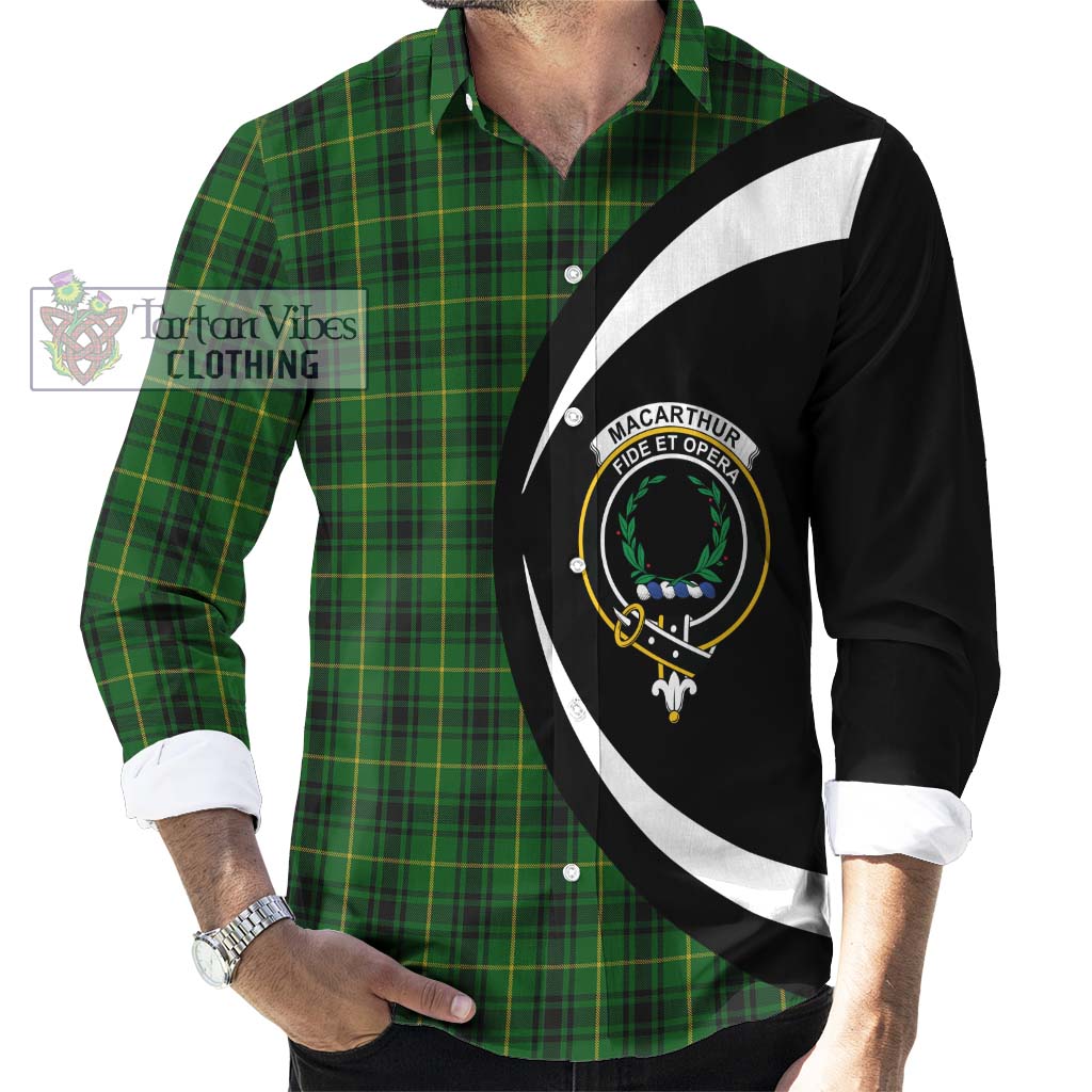 MacArthur (McArthur) Tartan Long Sleeve Button Up with Family Crest Circle Style - Tartan Vibes Clothing