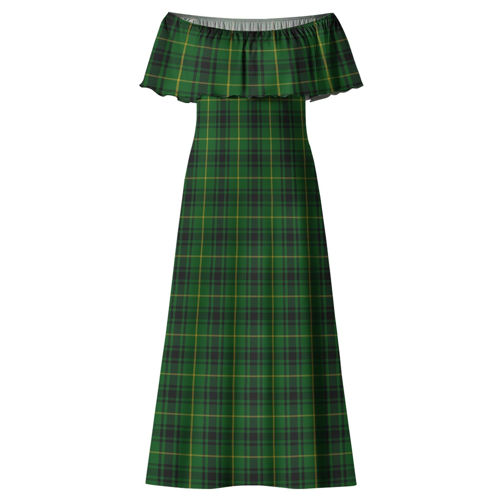 MacArthur Tartan Off Shoulder Long Dress - Tartanvibesclothing