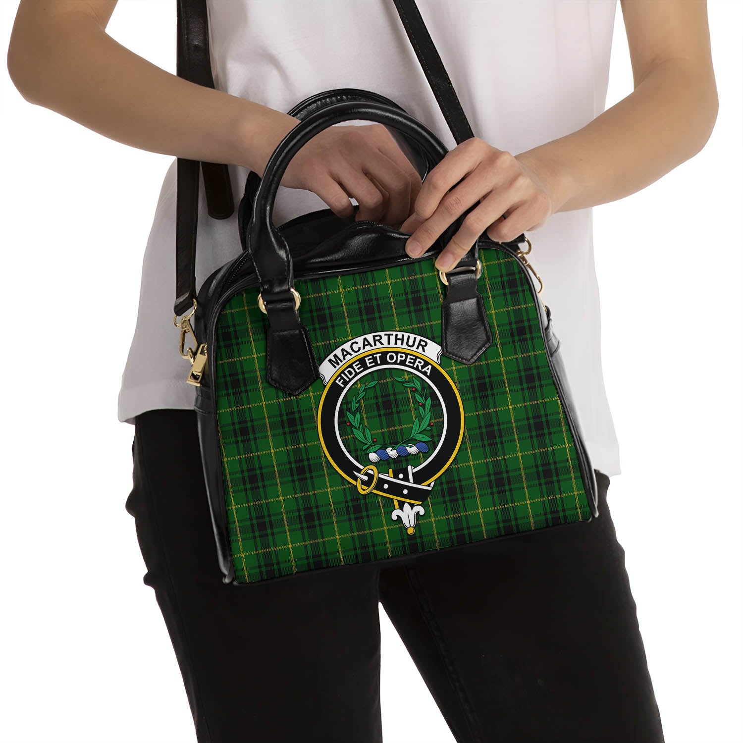 MacArthur Tartan Shoulder Handbags with Family Crest - Tartanvibesclothing