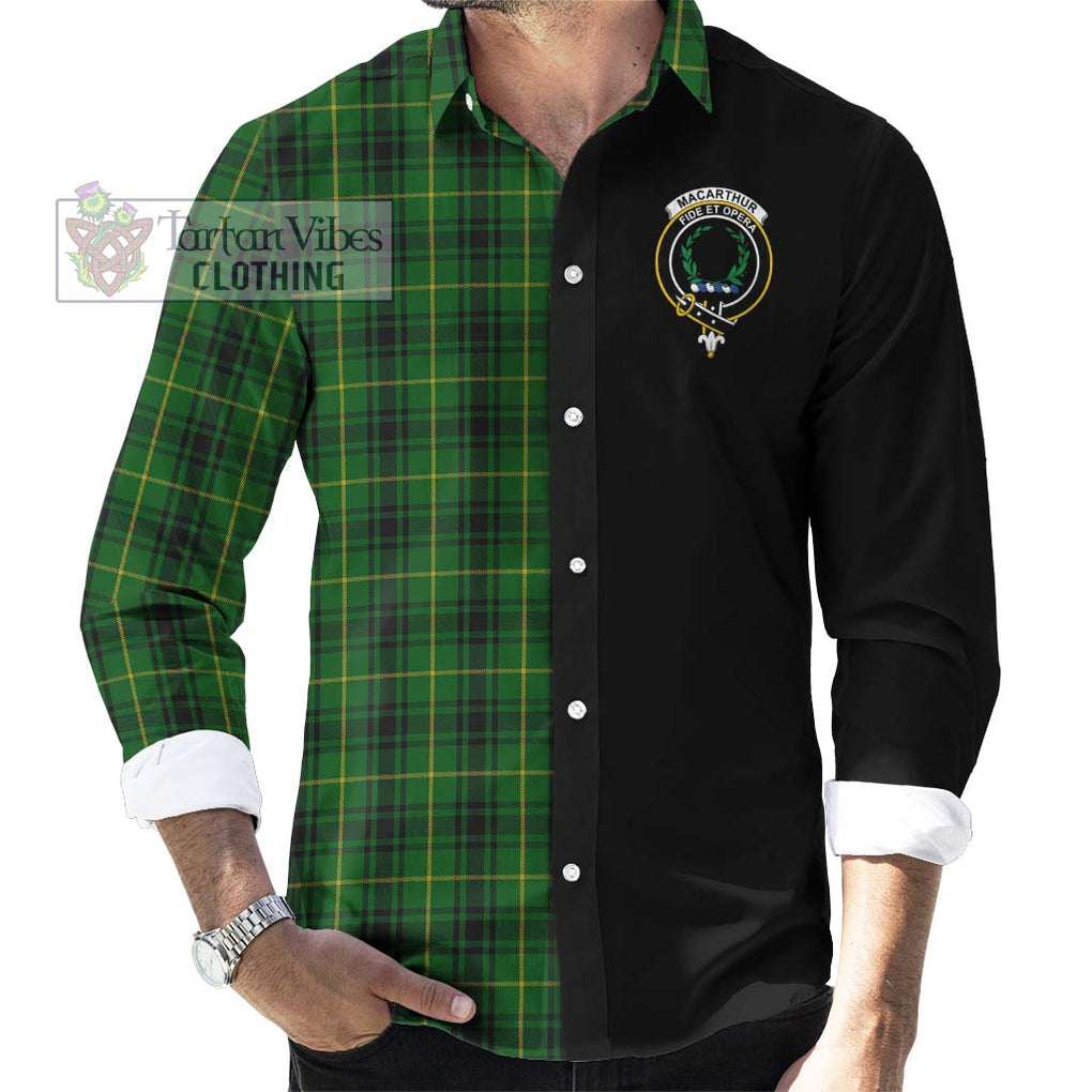 MacArthur (McArthur) Tartan Long Sleeve Button Shirt with Family Crest and Half Of Me Style - Tartanvibesclothing Shop