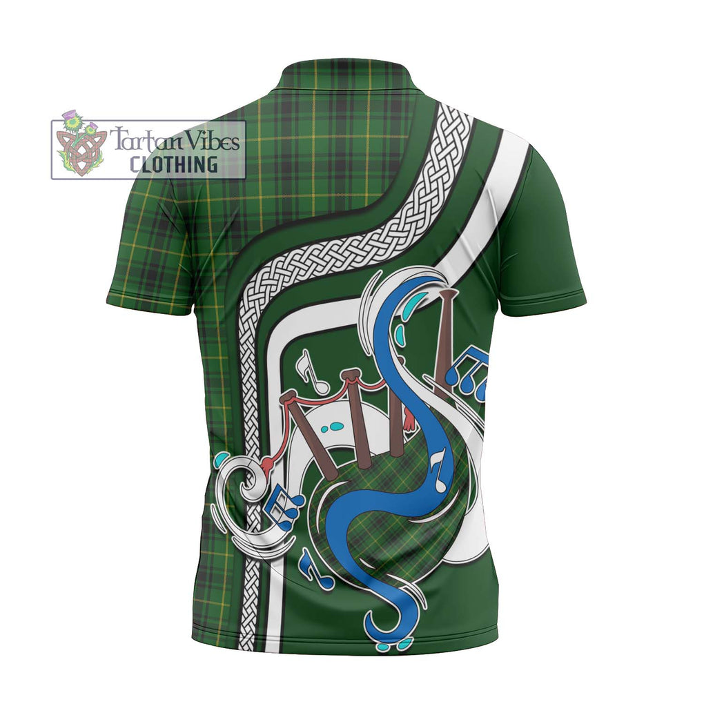 MacArthur (McArthur) Tartan Zipper Polo Shirt with Epic Bagpipe Style - Tartanvibesclothing Shop