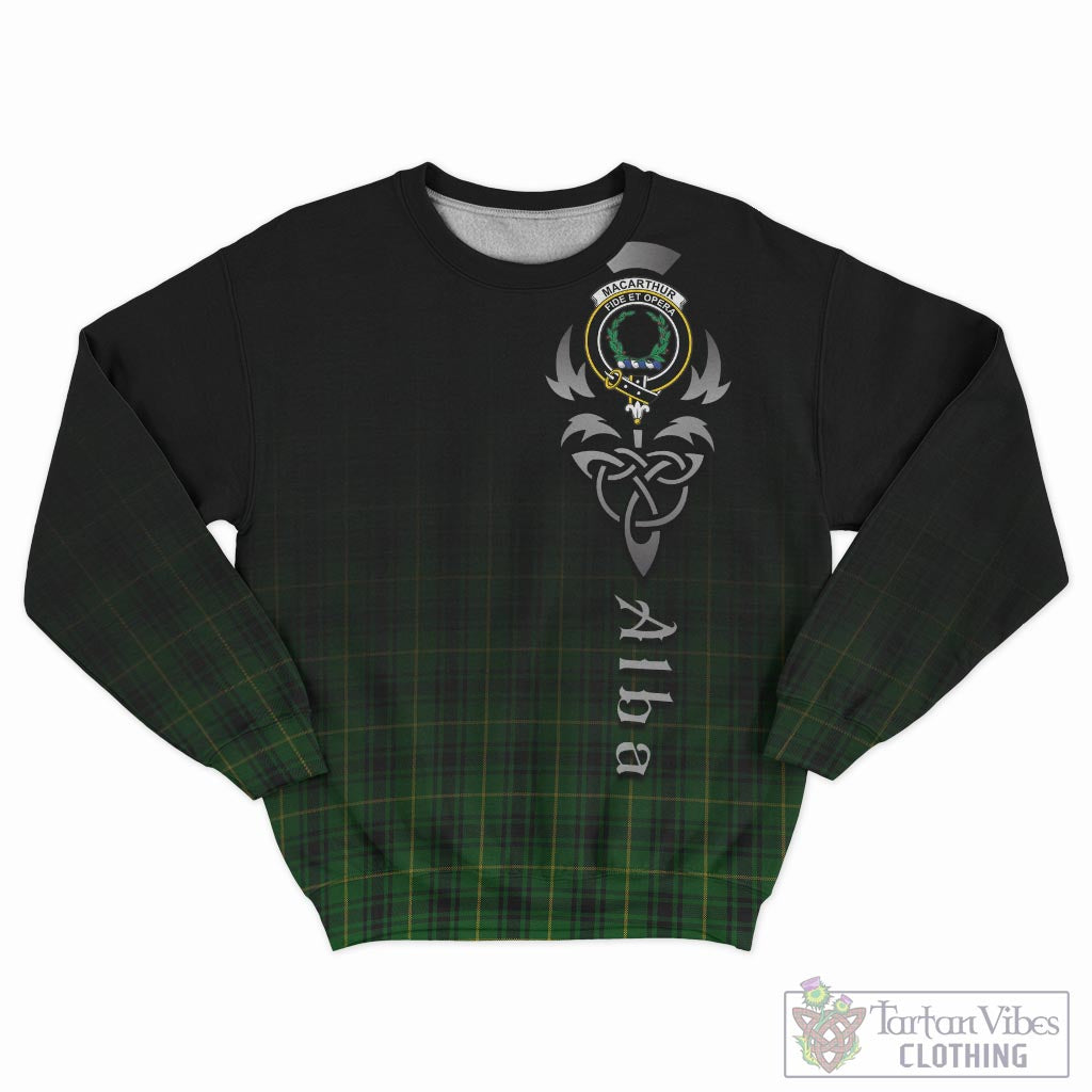 Tartan Vibes Clothing MacArthur Tartan Sweatshirt Featuring Alba Gu Brath Family Crest Celtic Inspired