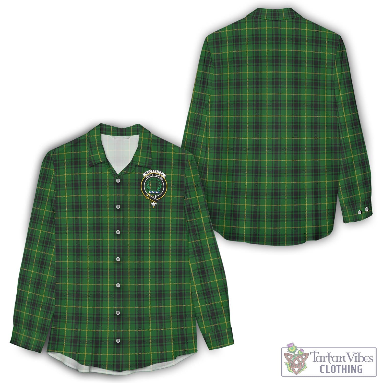 Tartan Vibes Clothing MacArthur Tartan Womens Casual Shirt with Family Crest