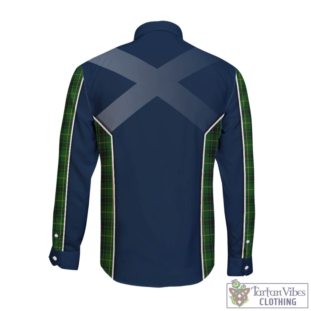 Tartan Vibes Clothing MacArthur Tartan Long Sleeve Button Up Shirt with Family Crest and Scottish Thistle Vibes Sport Style