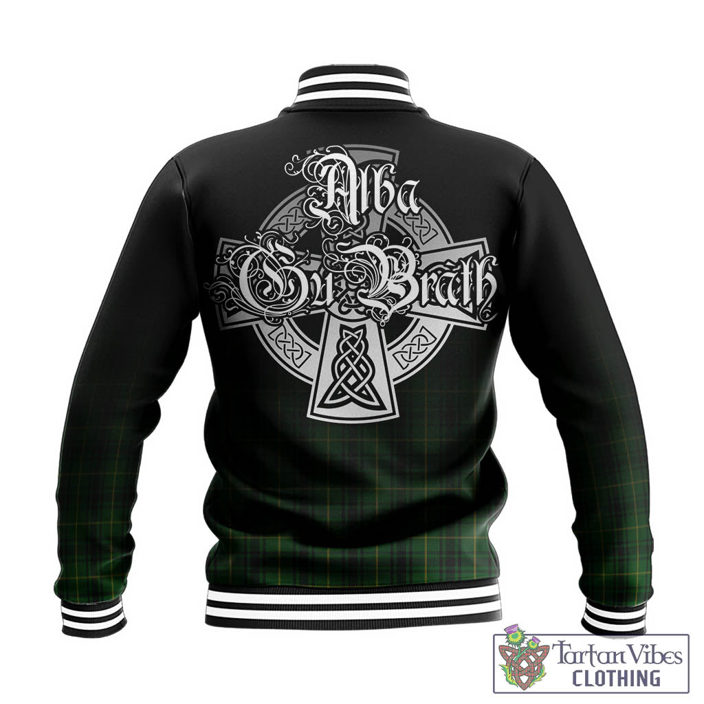 Tartan Vibes Clothing MacArthur Tartan Baseball Jacket Featuring Alba Gu Brath Family Crest Celtic Inspired