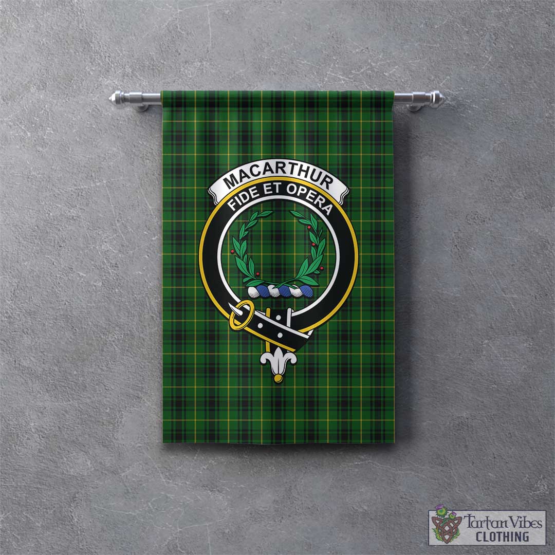 Tartan Vibes Clothing MacArthur Tartan Gonfalon, Tartan Banner with Family Crest