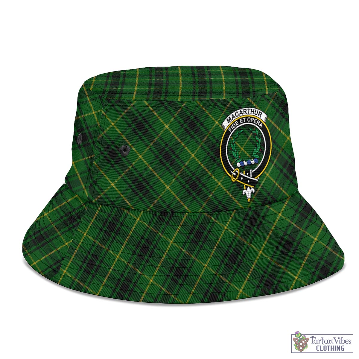 Tartan Vibes Clothing MacArthur Tartan Bucket Hat with Family Crest