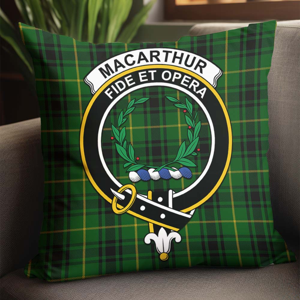 MacArthur Tartan Pillow Cover with Family Crest - Tartanvibesclothing