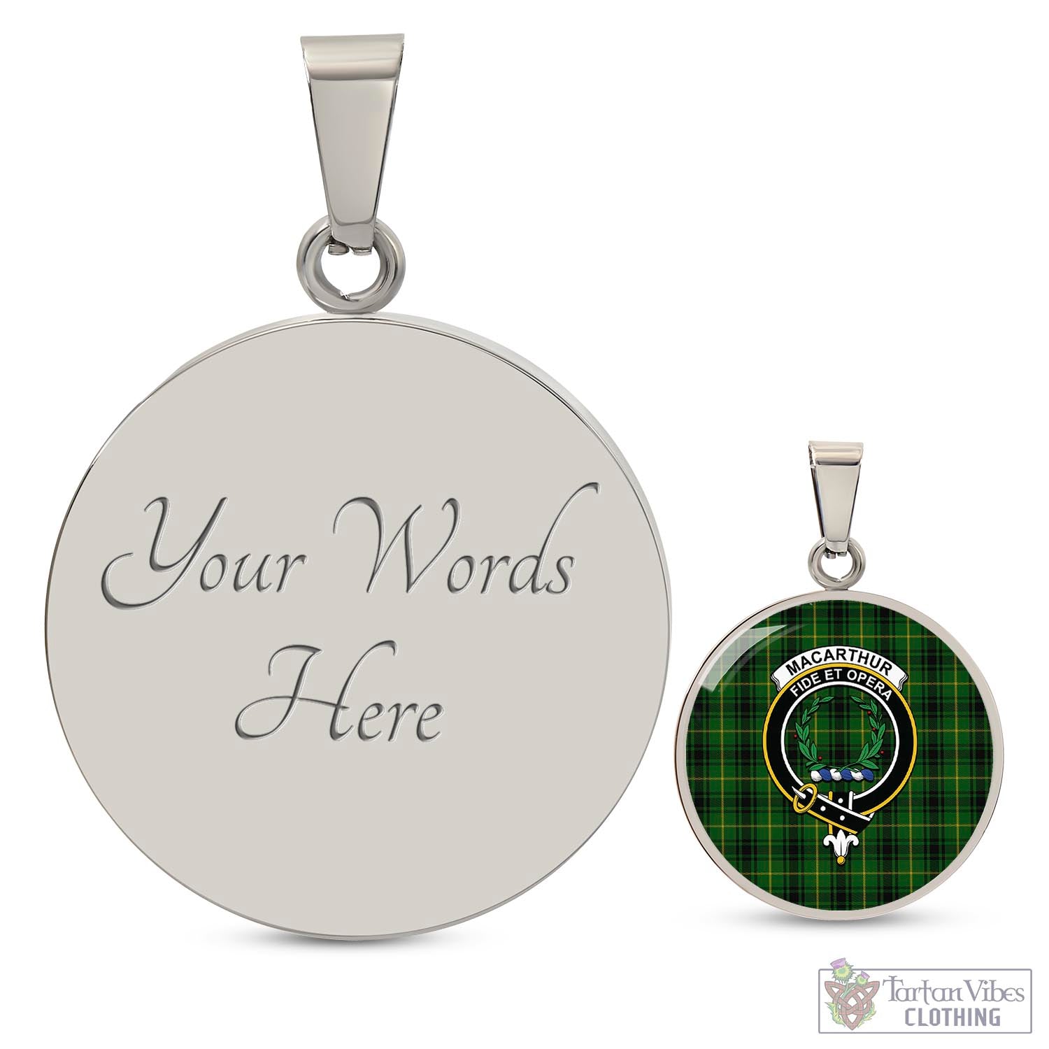 Tartan Vibes Clothing MacArthur Tartan Circle Necklace with Family Crest