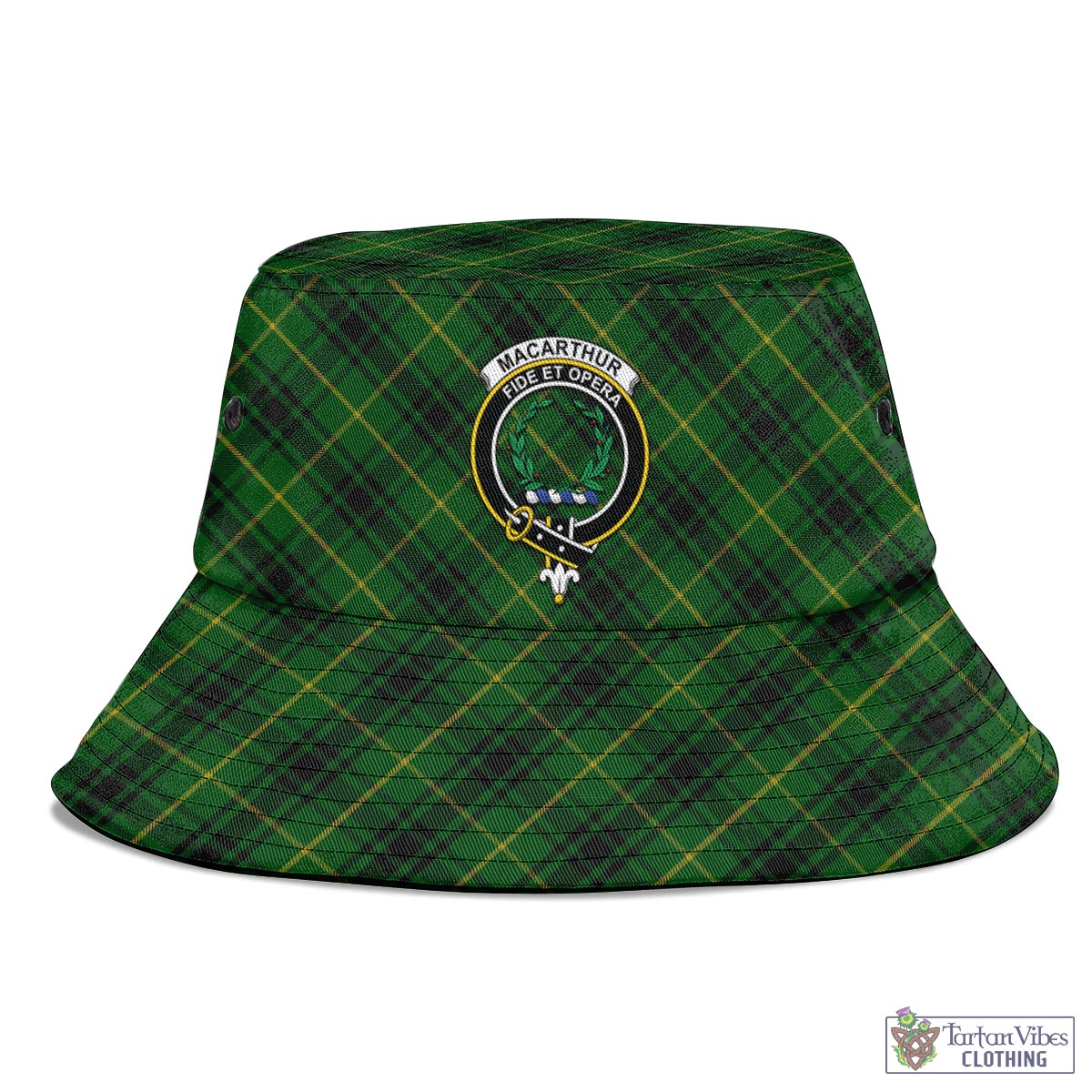 Tartan Vibes Clothing MacArthur Tartan Bucket Hat with Family Crest