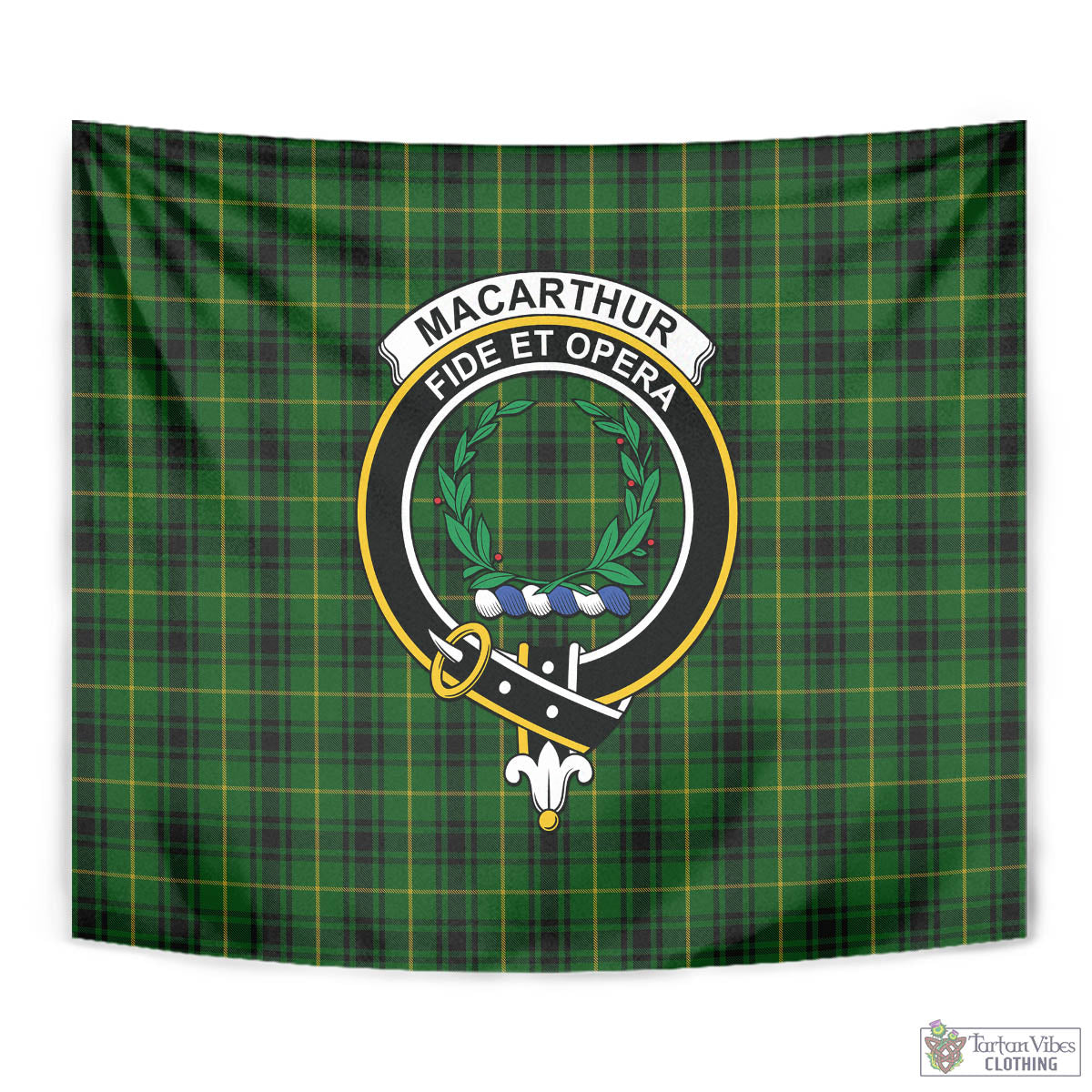 Tartan Vibes Clothing MacArthur Tartan Tapestry Wall Hanging and Home Decor for Room with Family Crest