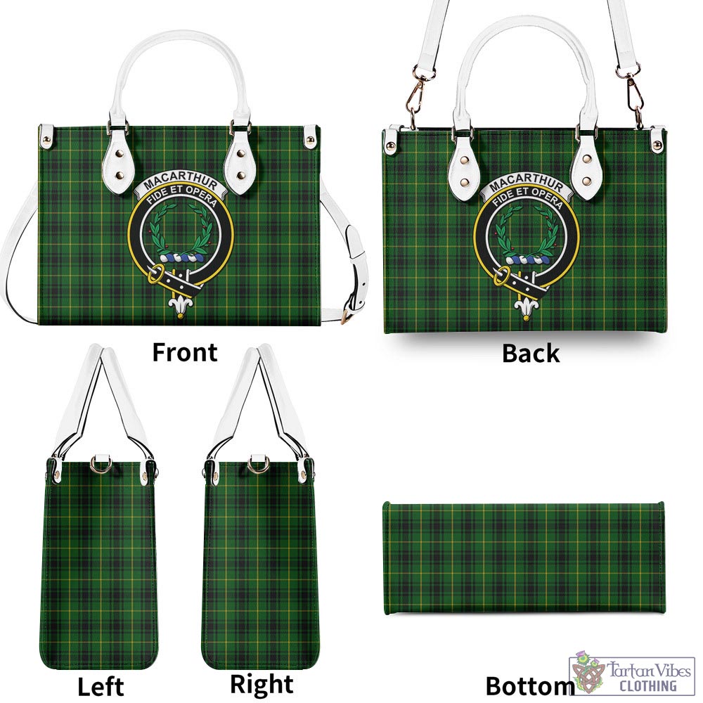 Tartan Vibes Clothing MacArthur Tartan Luxury Leather Handbags with Family Crest