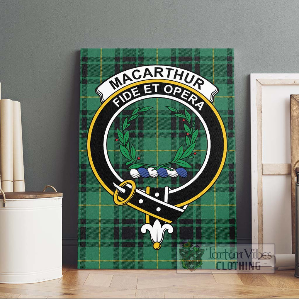 MacArthur Ancient Tartan Canvas Print Wall Art with Family Crest Without Frame - Tartan Vibes Clothing