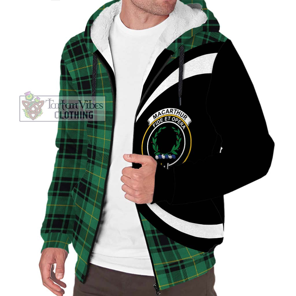 MacArthur Ancient Tartan Sherpa Hoodie with Family Crest Circle Style Unisex S - Tartan Vibes Clothing