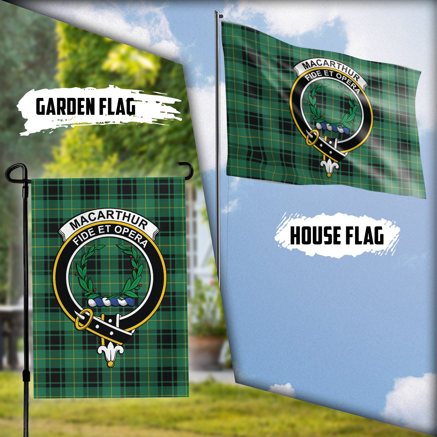 MacArthur Ancient Tartan Flag with Family Crest Garden Flag (Vertical) - Tartan Vibes Clothing