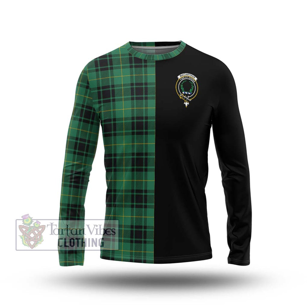 MacArthur Ancient Tartan Long Sleeve T-Shirt with Family Crest and Half Of Me Style Unisex - Tartanvibesclothing Shop