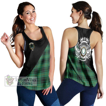 MacArthur Ancient Tartan Women's Racerback Tanks with Family Crest and Military Logo Style