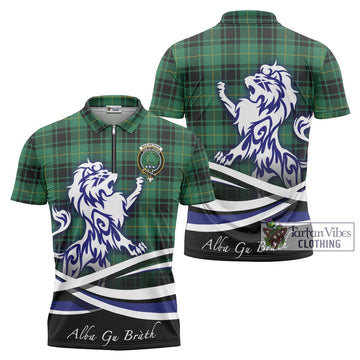 MacArthur Ancient Tartan Zipper Polo Shirt with Alba Gu Brath Regal Lion Emblem