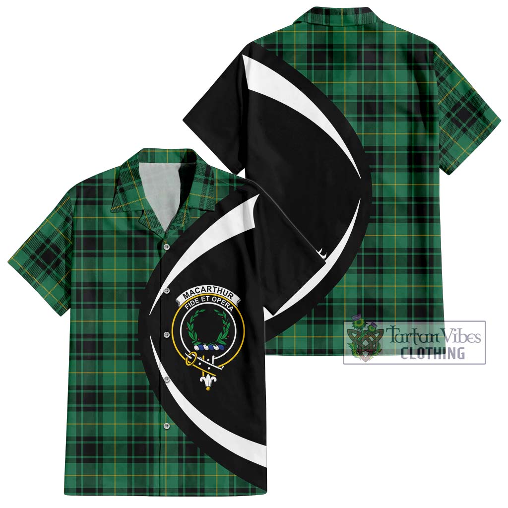 MacArthur Ancient Tartan Short Sleeve Button Up with Family Crest Circle Style Kid - Tartan Vibes Clothing