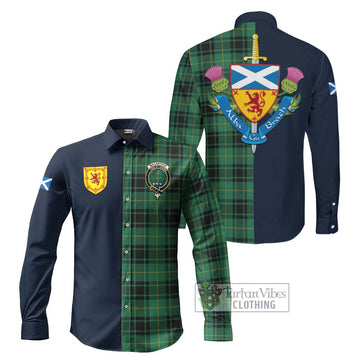 MacArthur Ancient Tartan Long Sleeve Button Shirt Alba with Scottish Lion Royal Arm Half Style