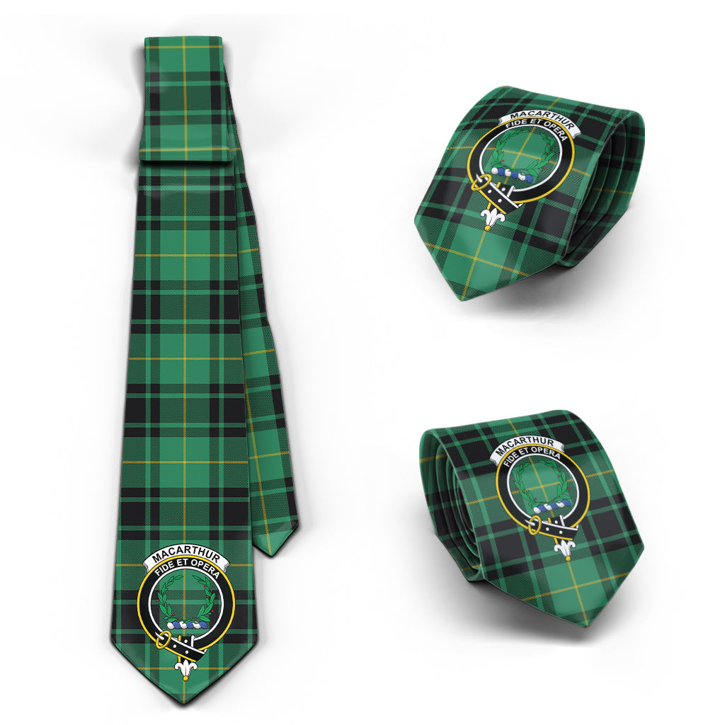 MacArthur Ancient Tartan Classic Necktie with Family Crest Necktie One Size - Tartan Vibes Clothing