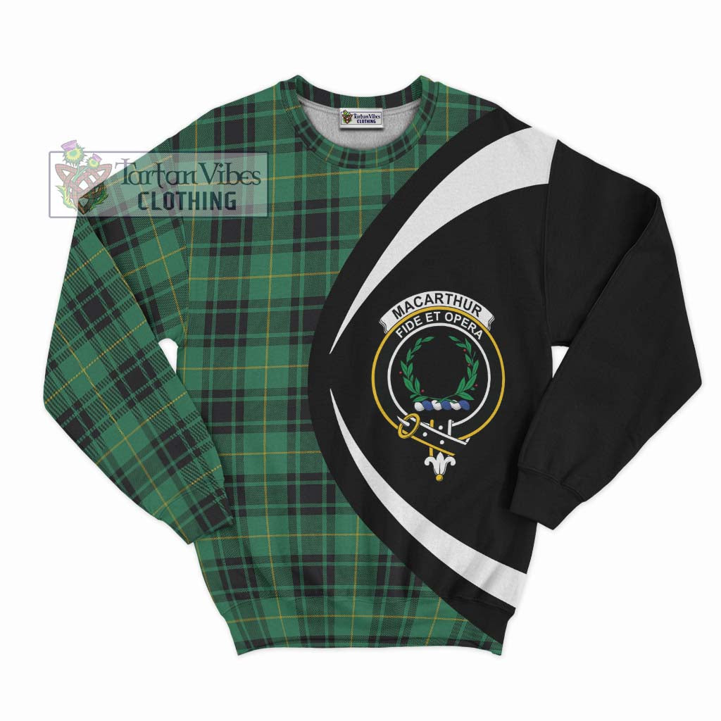 MacArthur Ancient Tartan Sweatshirt with Family Crest Circle Style Unisex - Tartan Vibes Clothing