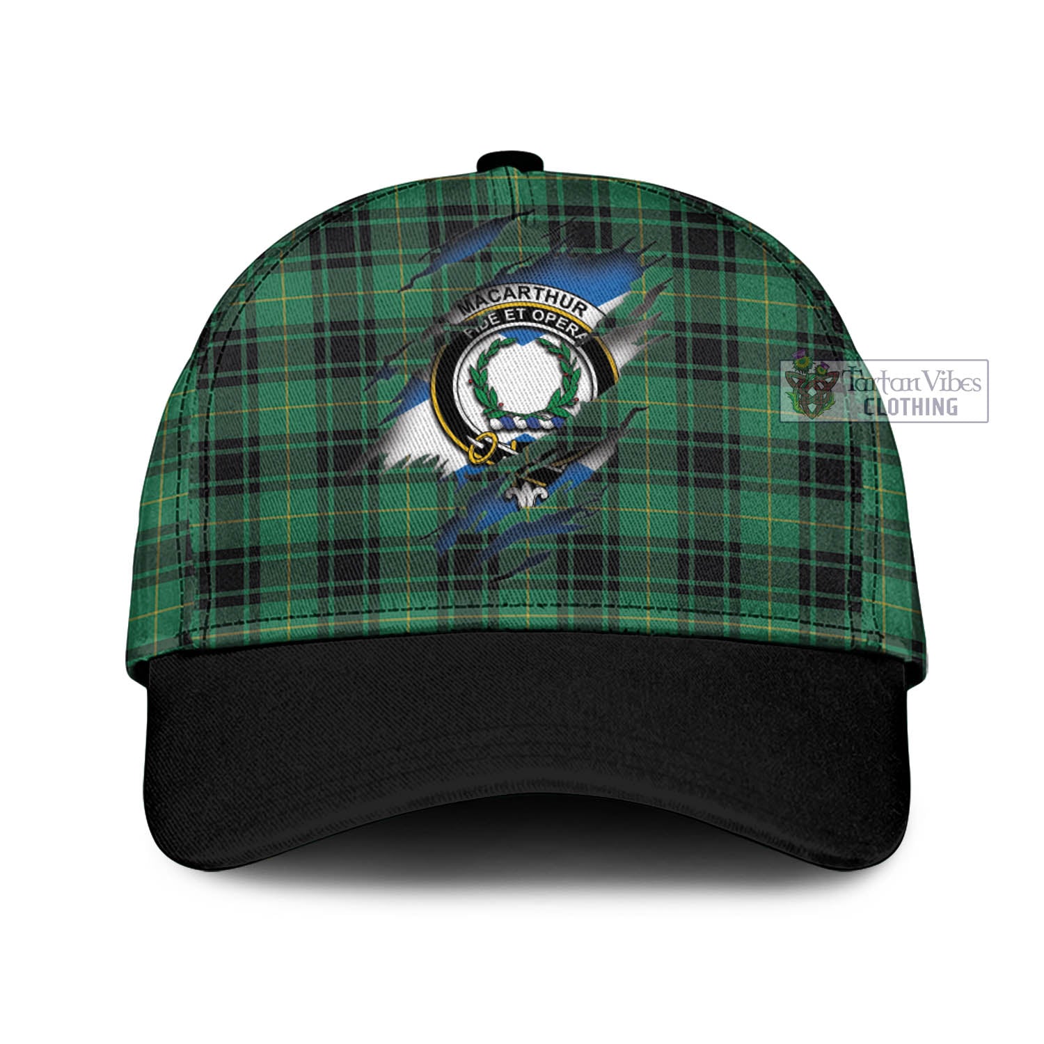 Tartan Vibes Clothing MacArthur Ancient Tartan Classic Cap with Family Crest In Me Style