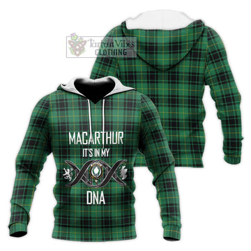 MacArthur Ancient Tartan Knitted Hoodie with Family Crest DNA In Me Style