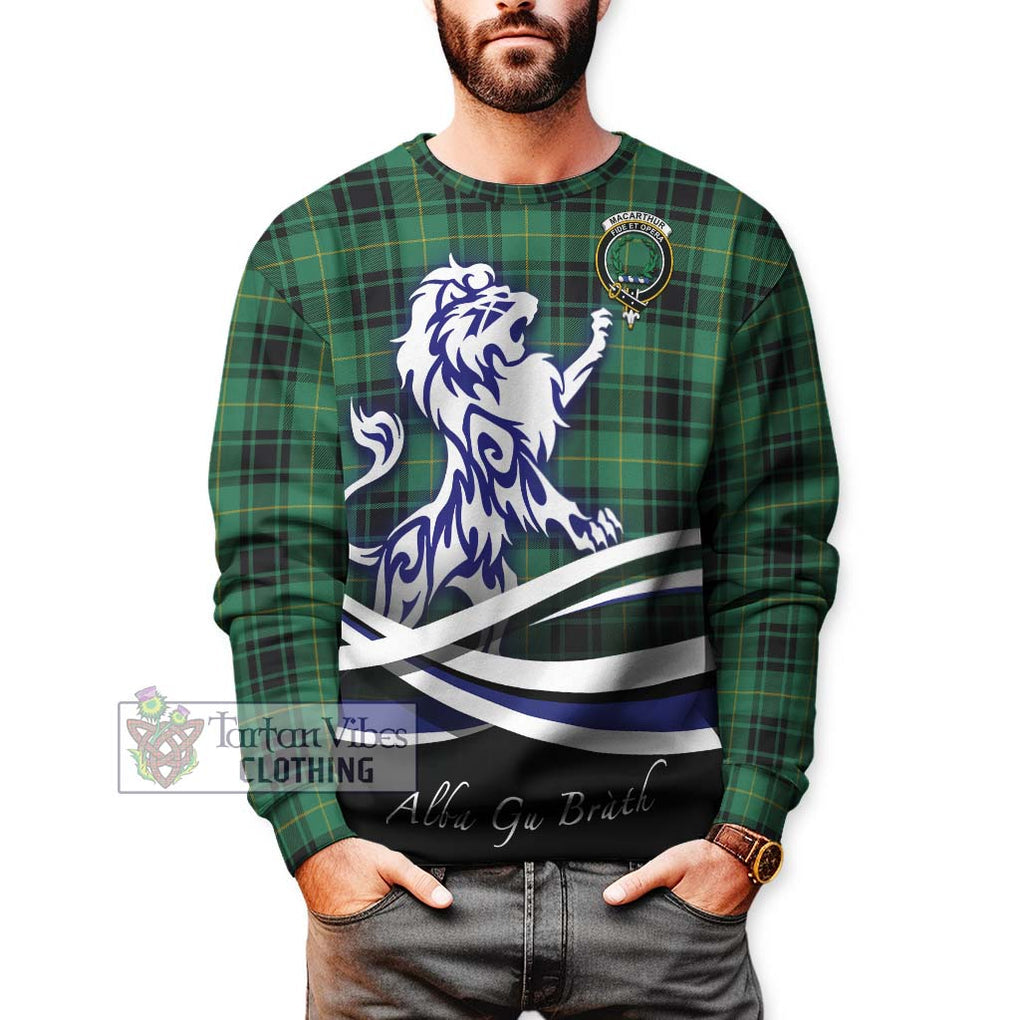 MacArthur Ancient Tartan Sweatshirt with Alba Gu Brath Regal Lion Emblem Unisex - Tartanvibesclothing Shop