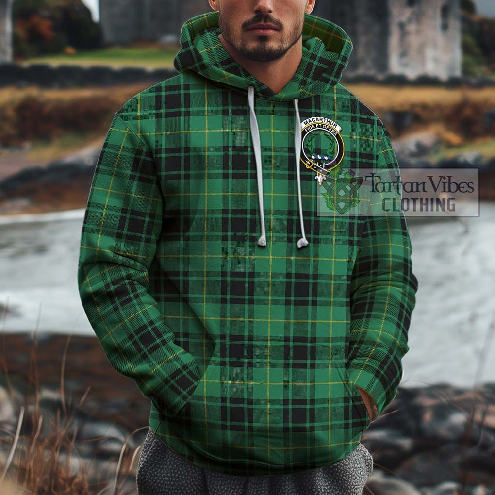 MacArthur Ancient Tartan Cotton Hoodie with Family Crest Pullover Hoodie XS - Tartan Vibes Clothing