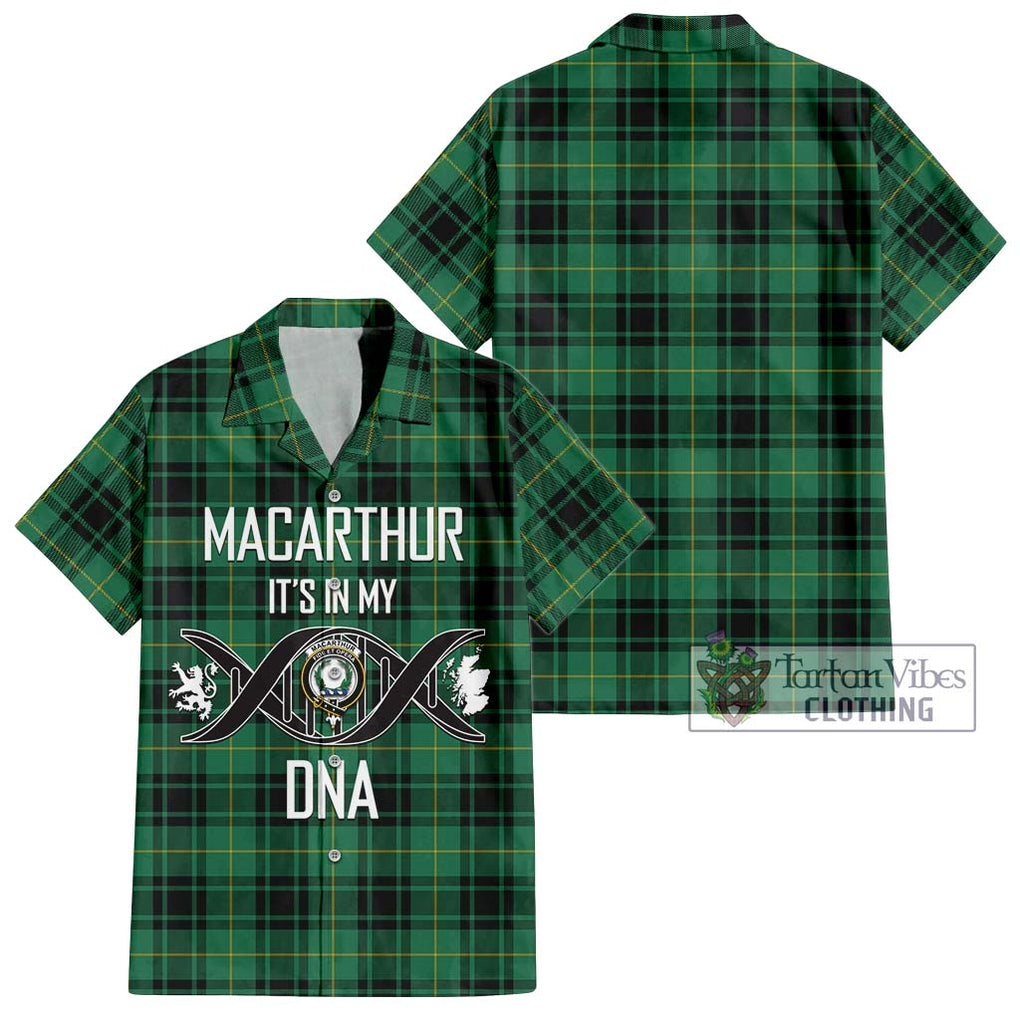 MacArthur Ancient Tartan Short Sleeve Button Shirt with Family Crest DNA In Me Style Kid - Tartanvibesclothing Shop