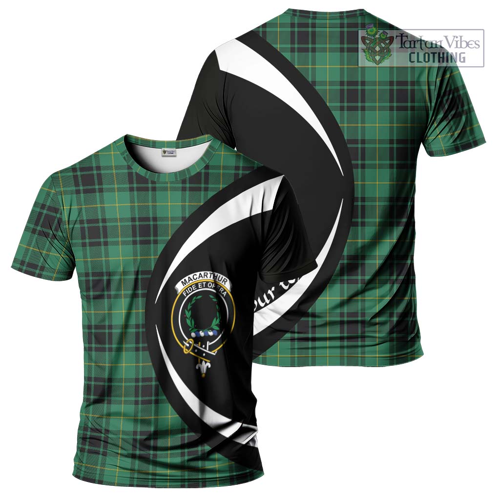 Tartan Vibes Clothing MacArthur Ancient Tartan T-Shirt with Family Crest Circle Style