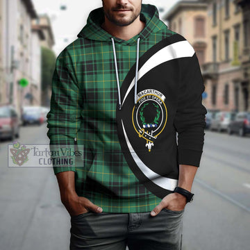 MacArthur Ancient Tartan Hoodie with Family Crest Circle Style