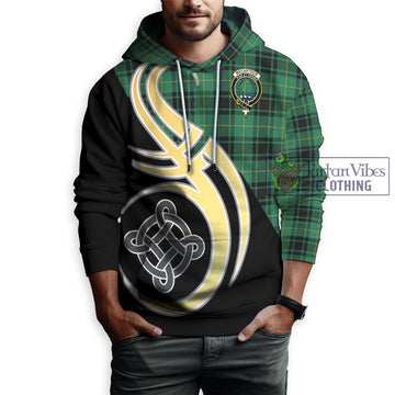 MacArthur Ancient Tartan Hoodie with Family Crest and Celtic Symbol Style