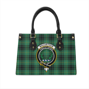 MacArthur Ancient Tartan Leather Bag with Family Crest