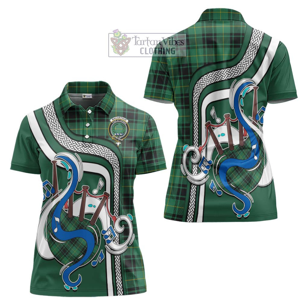 MacArthur Ancient Tartan Women's Polo Shirt with Epic Bagpipe Style Women - Tartanvibesclothing Shop