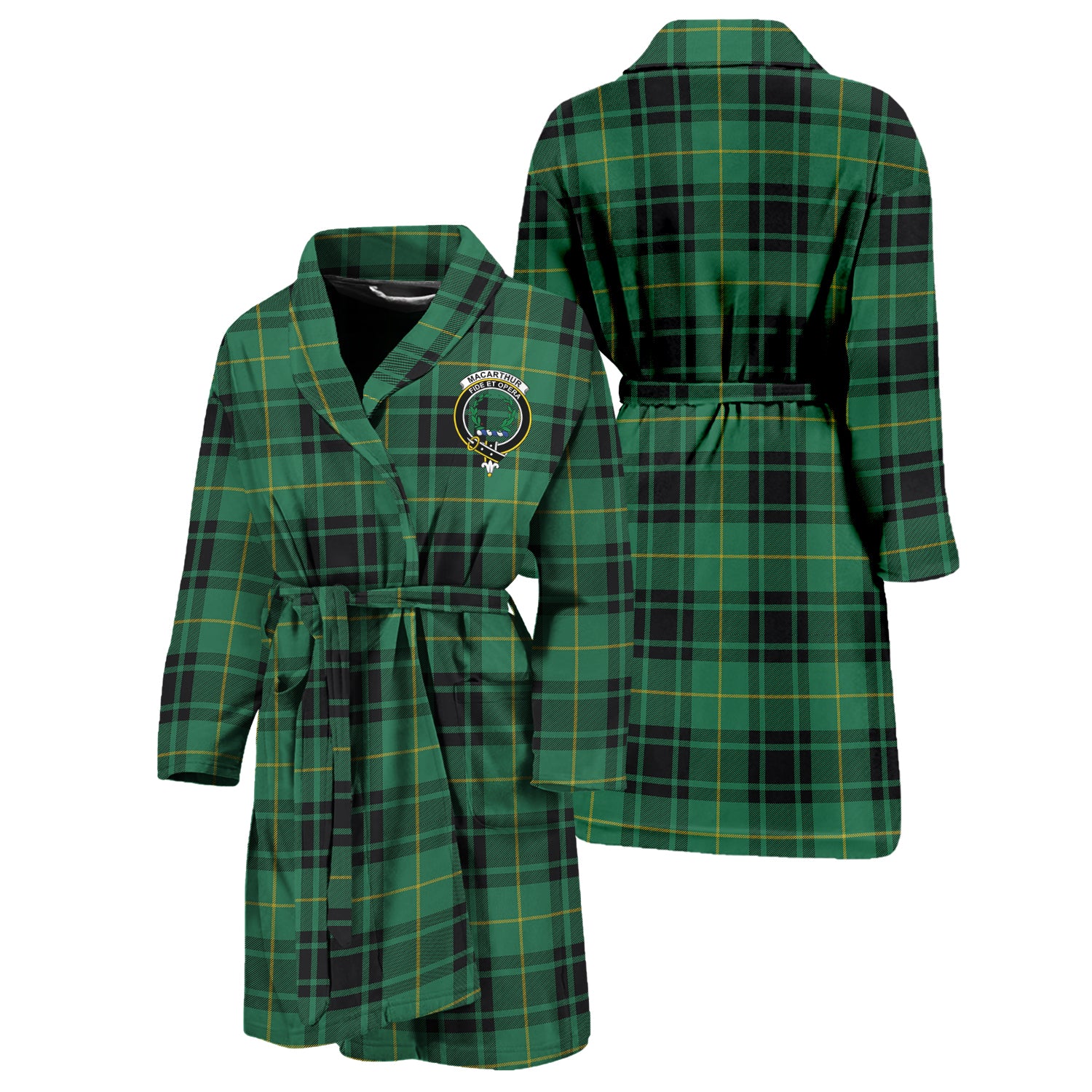 MacArthur Ancient Tartan Bathrobe with Family Crest Unisex S - Tartan Vibes Clothing