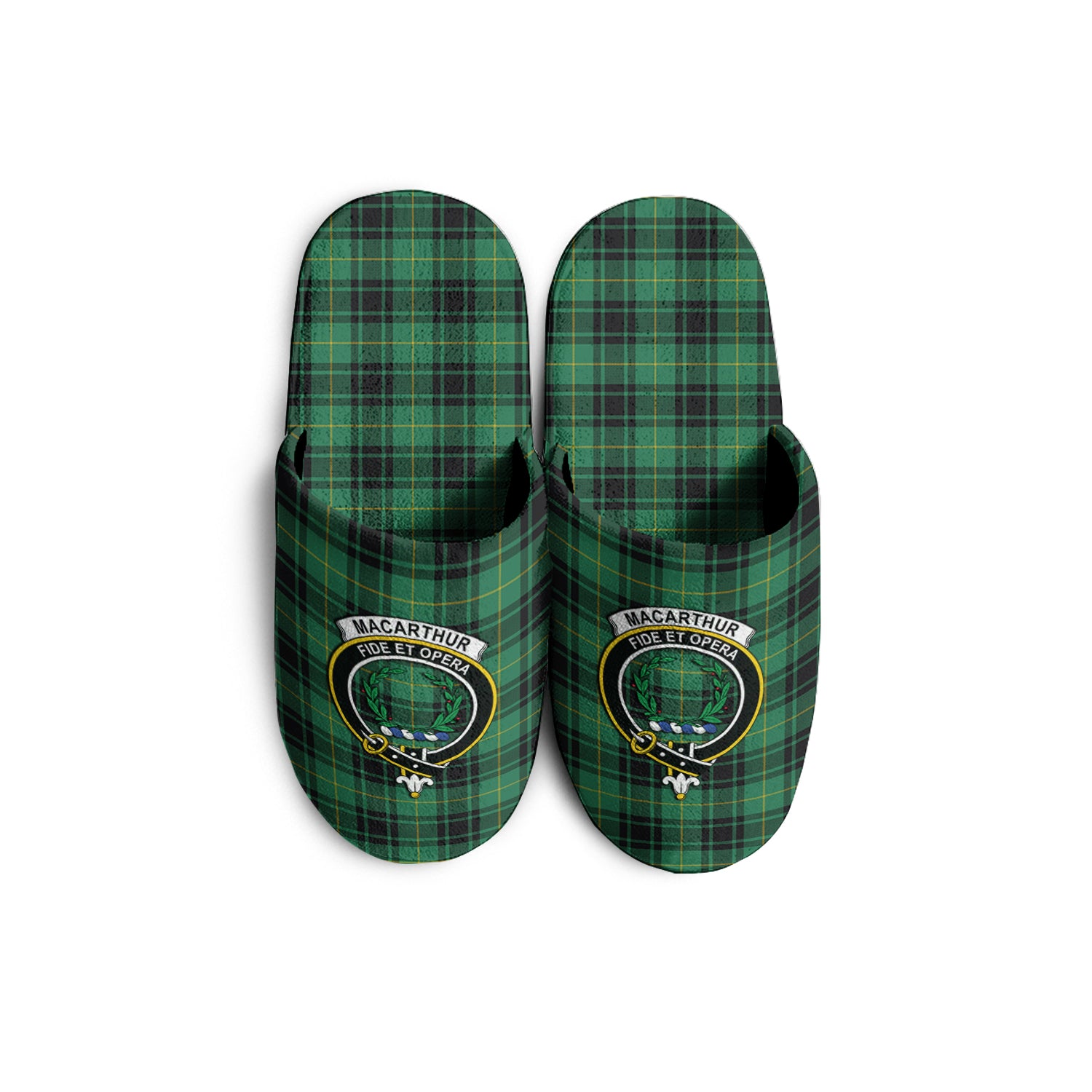 MacArthur Ancient Tartan Home Slippers with Family Crest - Tartanvibesclothing