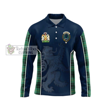 MacArthur Ancient Tartan Long Sleeve Polo Shirt with Family Crest and Lion Rampant Vibes Sport Style