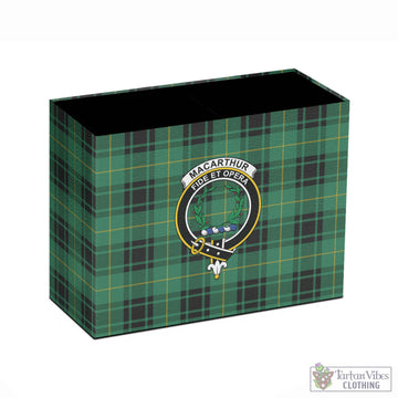 MacArthur Ancient Tartan Pen Holder with Family Crest