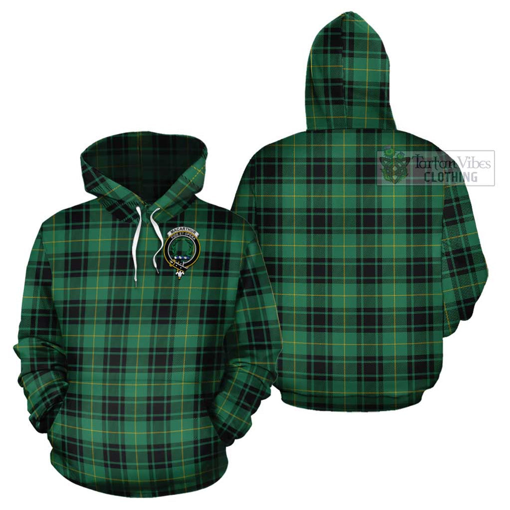 MacArthur Ancient Tartan Cotton Hoodie with Family Crest Pullover Hoodie - Tartan Vibes Clothing