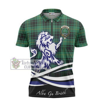 MacArthur Ancient Tartan Zipper Polo Shirt with Alba Gu Brath Regal Lion Emblem