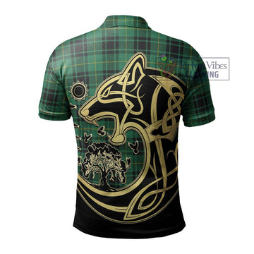 MacArthur Ancient Tartan Polo Shirt with Family Crest Celtic Wolf Style