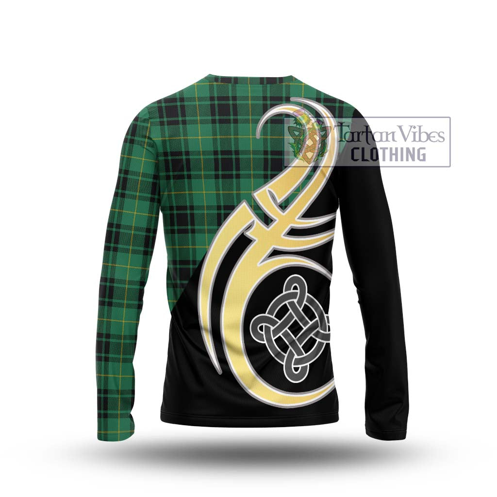 MacArthur Ancient Tartan Long Sleeve T-Shirt with Family Crest and Celtic Symbol Style - Tartan Vibes Clothing