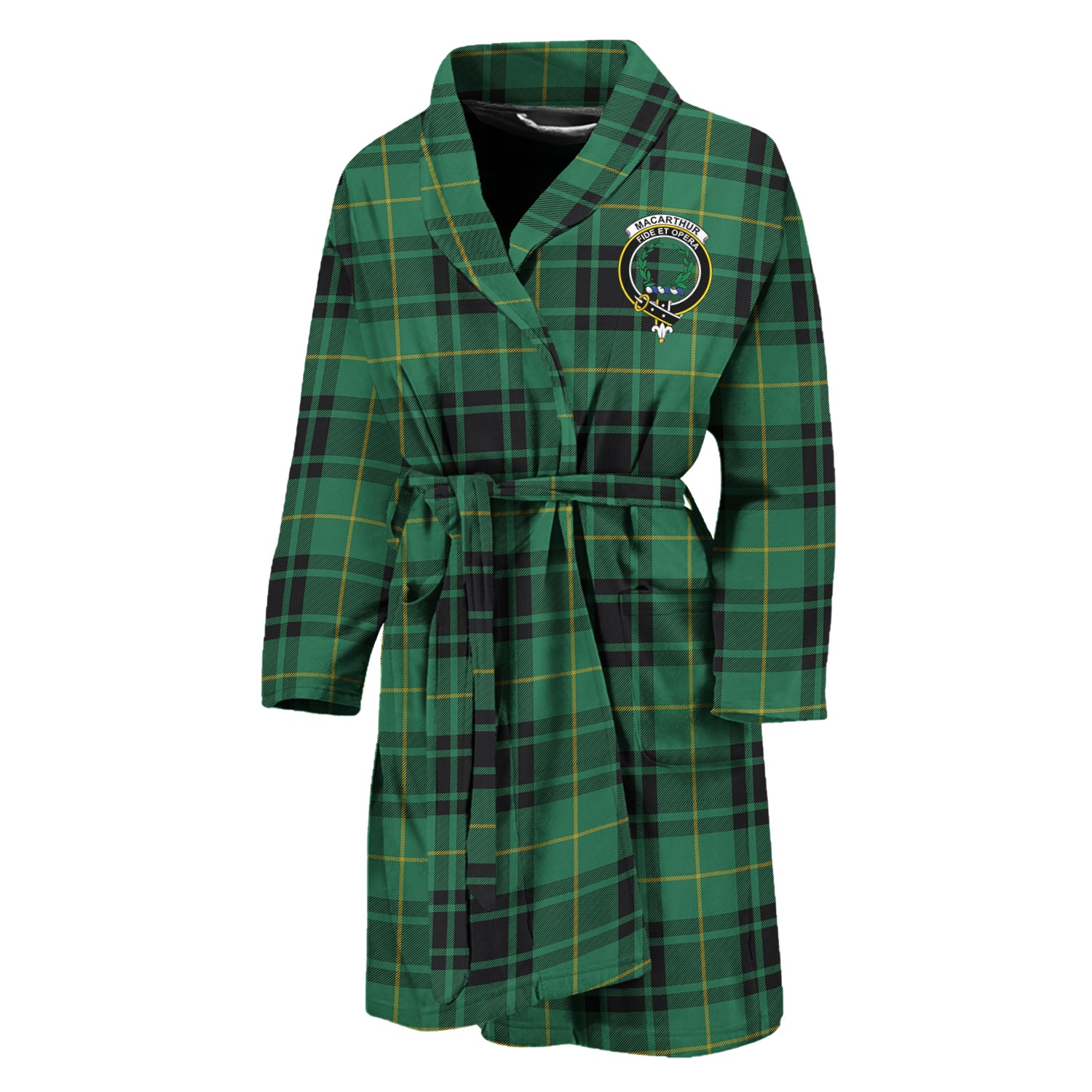 MacArthur Ancient Tartan Bathrobe with Family Crest Unisex M - Tartan Vibes Clothing