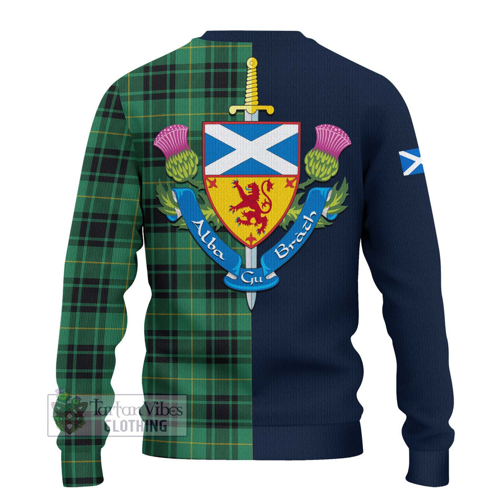 Tartan Vibes Clothing MacArthur Ancient Tartan Knitted Sweater with Scottish Lion Royal Arm Half Style