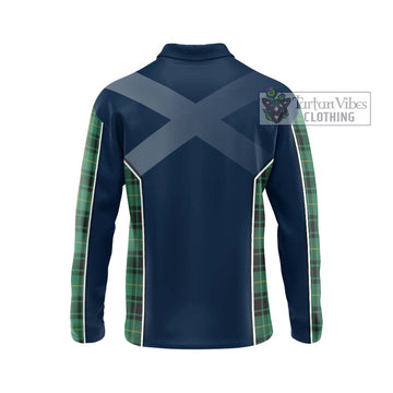 MacArthur Ancient Tartan Long Sleeve Polo Shirt with Family Crest and Lion Rampant Vibes Sport Style