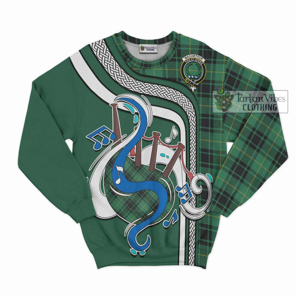 Tartan Vibes Clothing MacArthur Ancient Tartan Sweatshirt with Epic Bagpipe Style