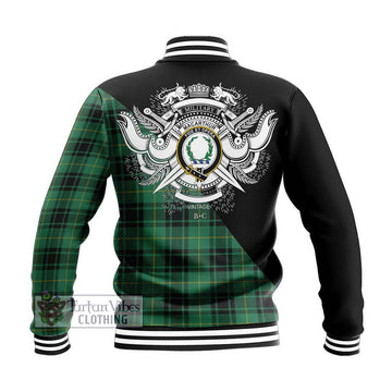 MacArthur Ancient Tartan Baseball Jacket with Family Crest and Military Logo Style